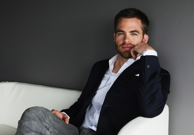 Chris Pine, sitting, contemplation, front view, s, men, adult, 2K, real people, portrait, beard, looking at camera, one person, young adult, promo, furniture