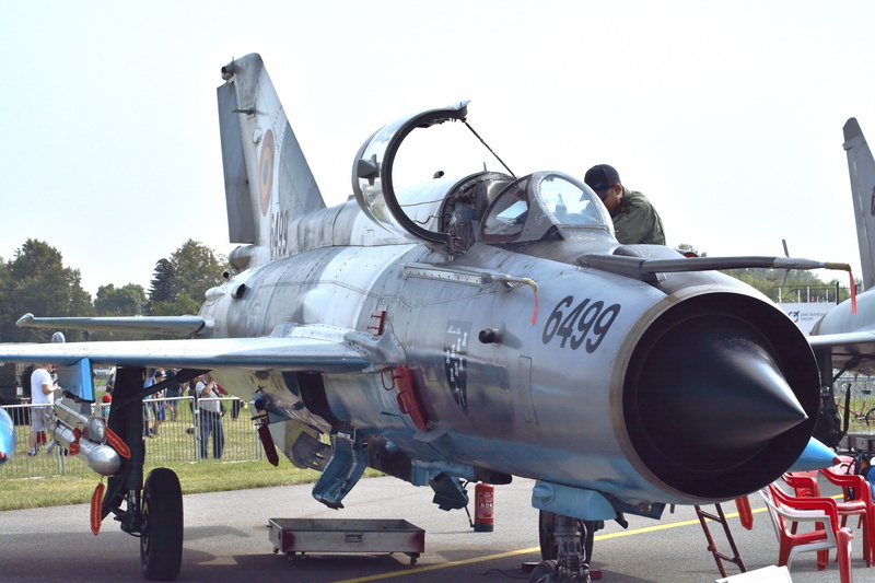 air force, the mig-21, mode of transportation, army, aerial stunts, stationary, plane, airport, aircraft, skies, people, air show, two people, fighter plane