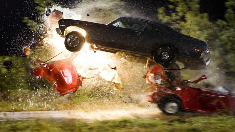 mode of transportation, men, transportation, wet, one person, explosion, day, leisure activity, outdoors, real people, speed, Death Proof, sport, motor vehicle