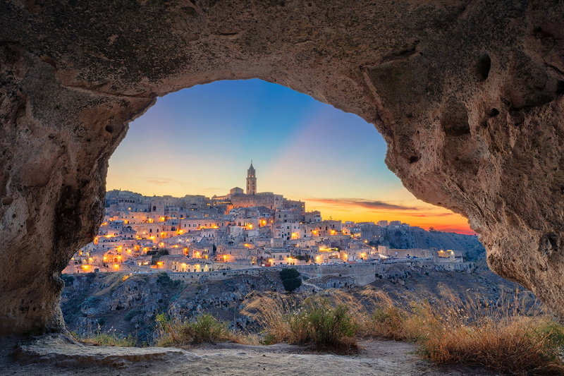 1080P, home, Basilicata, Italy, building, Matera, view, Mater, sunset