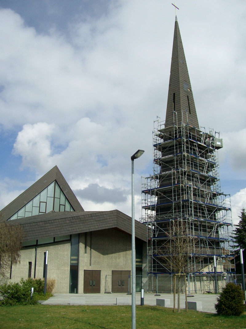 integrated, building exterior, place of worship, architecture, cross, fair faced concrete, grass, plant, modern, cloud - sky, outdoors, great, langenau