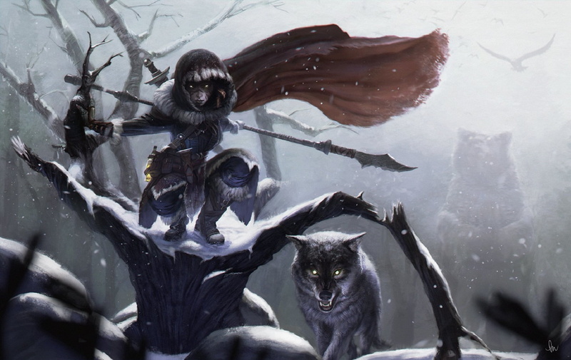 burning eyes, wolf, mater, winter, grin, 1080P, shaman, cold, evil eye, dark forest, by Carolin Gariba, brown bear