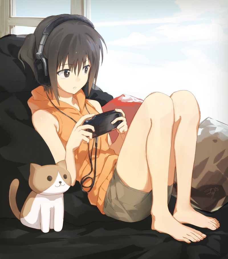 leisure activity, mask - disguise, creativity, Sendai (KanColle), lifestyles, anime girls, headphones, art and craft, indoors, representation, 1080P, anime