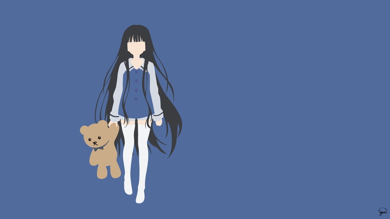 blue, clothing, low angle view, sky, hanging, Kami-sama no Memo-chou, clear sky, studio shot, blue background, representation, nature, anime girls, creativity