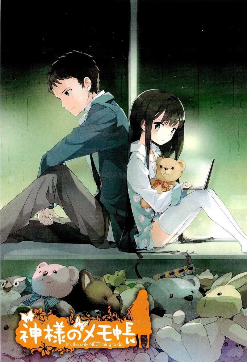 emotion, thigh-highs, communication, child, teenager, lighting equipment, men, women, people, night, Kami-sama no Memo-chou, sitting, young adult, young men