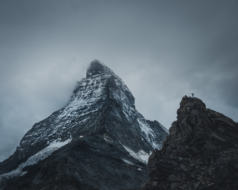 european Alps, blue, outdoors, nature, mist, hiking, black rock, summer, high Up, arms open, mountain, mountain Range, snowcap, sky, mountain climber, travel