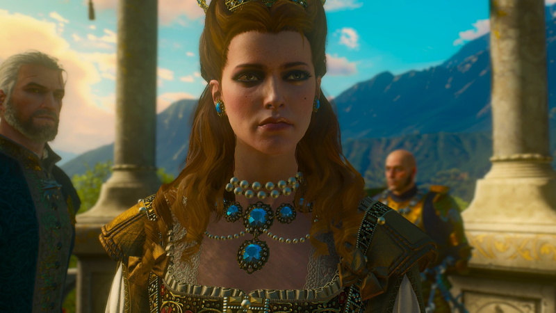 The Witcher, hairstyle, CD Projekt RED, 1080P, leisure activity, looking, long hair, adult, beautiful woman, anna henrietta, Geralt of Rivia, looking at camera