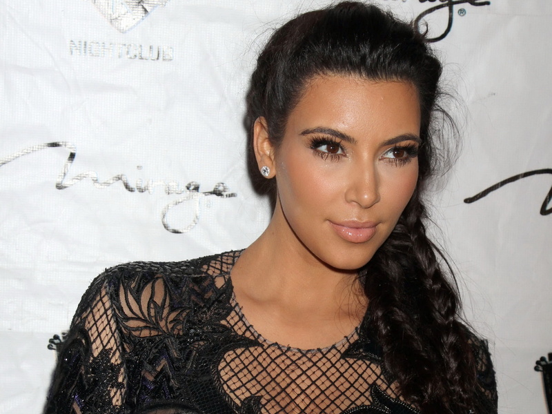 star, celebrities, brown, hair, kim kardashian, kim, black, kardashian, eyes, photography, neck, scoop, dress, long hair, 1080P, brunette, lace, brown eyes