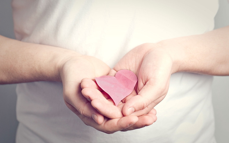 backgrounds, indoors, hands cupped, close-up, ideas, positive emotion, concepts, 1080P, shape, one person, care, women, pink color, gift, pink, love, emotion