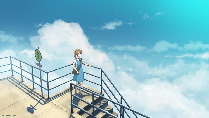 success, Original, 1080P, blue, architecture, cloud - sky, people, copy space, full length, aspirations, looking, railing, low angle view, standing, sky