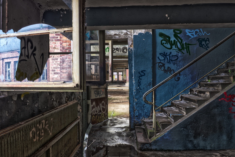 factory building, old window, old factory, window, abandoned, staircase, pforphoto, forget, dirty, decay, building exterior, casement, transient, graffiti