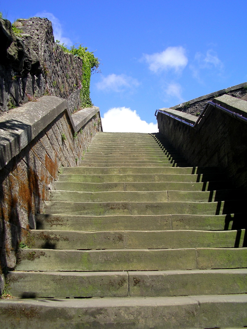 ancient, upward, the past, stone stairway, gradually, travel destinations, history, moving up, cloud - sky, no people, steps and staircases, stairs, upgrade