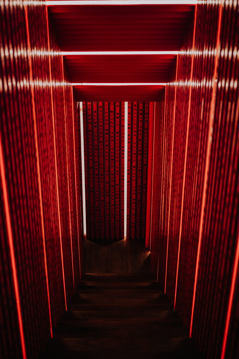 aisle, the way forward, pattern, arts culture and entertainment, arcade, building, photography, gray, texture, no people, staircase, curtain, direction