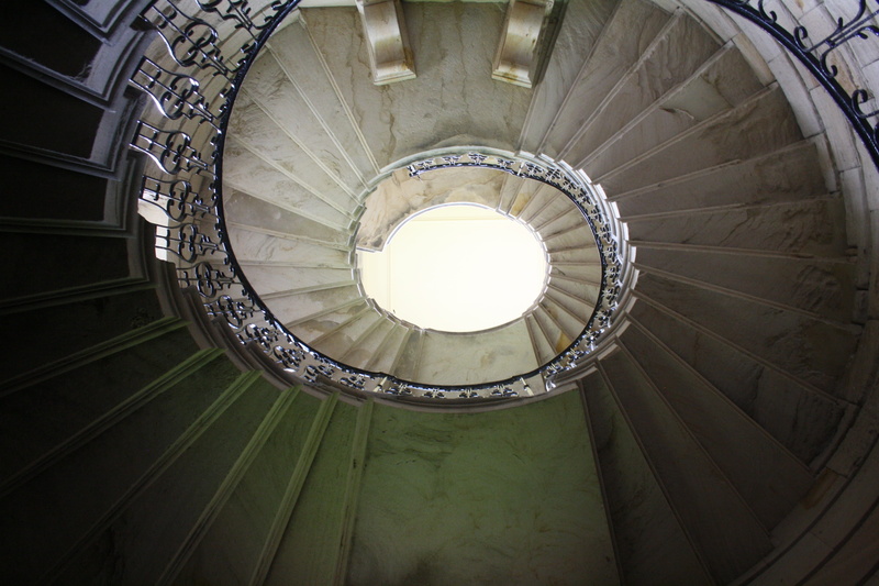 spiral staircase, design, Staircase, structure, Stairway, no people, geometric, low angle view, directly below, built structure, curve, Stair, light at the end of the tunnel