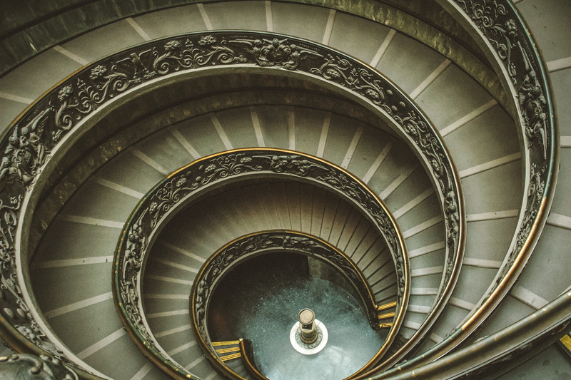 interior, city, circular, beautiful, building, diminishing perspective, 2K, travel destinations, railing, italian, ornate, vintage, spiral staircase, built structure