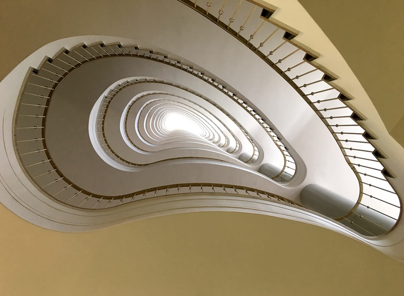 interior, low angle view, eye, alliance skyscraper, steps and staircases, spiral staircase, indoors, white, built structure, view, building, staircase