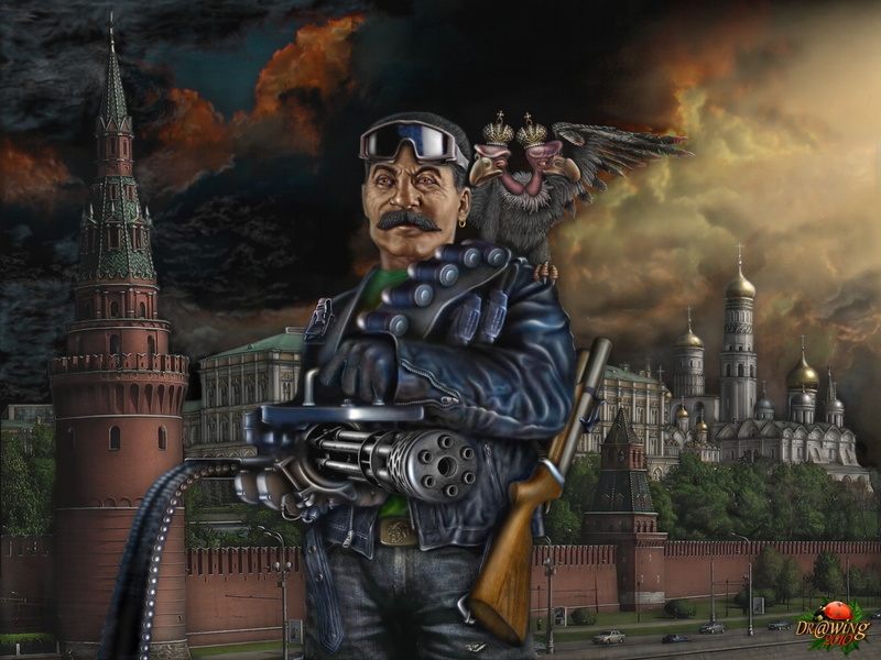 1080P, machine guns, dark, people, stalin, men, political, weapons, politicians, digital art, machine, paintings, guns, males