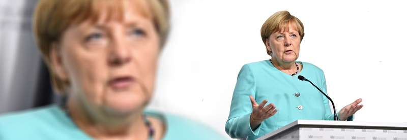 two people, sadness, open, men, white, politician, cdu, hands, front, females, state woman, listening, adult, chancellor, lectern, policy, hair, communication