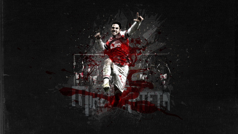 the inscription, Mikel Arteta, background, player, Football Club, Arsenal, 1080P, The Gunners