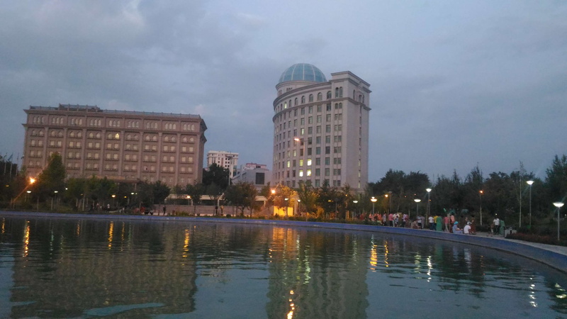 skyscraper, tree, architecture, no people, dusk, dushanbe, office building exterior, 4K, asia, illuminated, cloud - sky, building, travel, building exterior