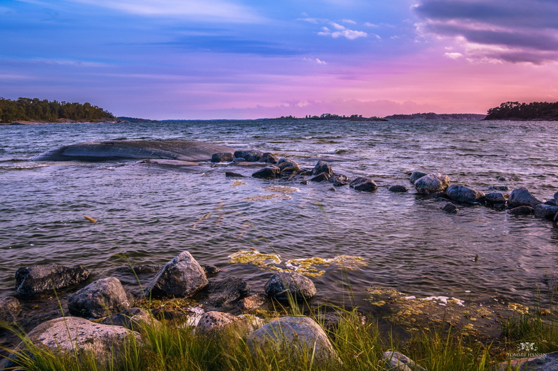 rock - Object, Pink, scenics, Sweden, Swedish, 4K, sky, Stockholms län, grass, water, Sea, Nature, Scenery, Landscape, outdoors, beach, Island, Sunset
