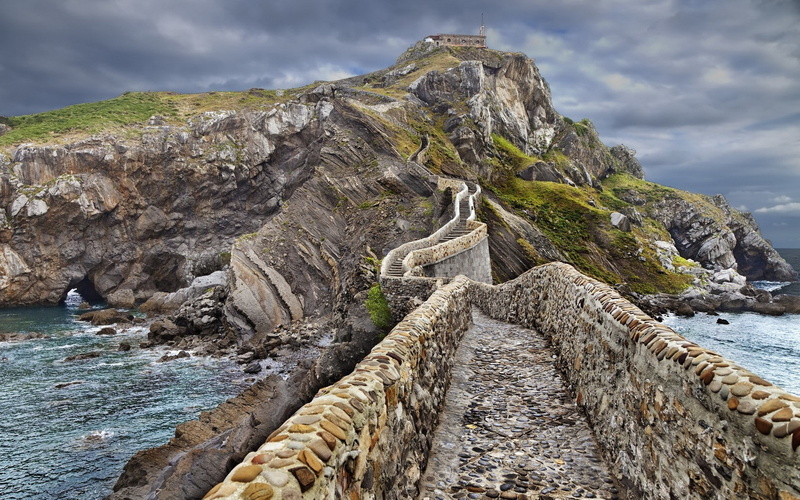 wall, stairs, ocean, rocks, hd, nature, stones, trail, path, 1080P