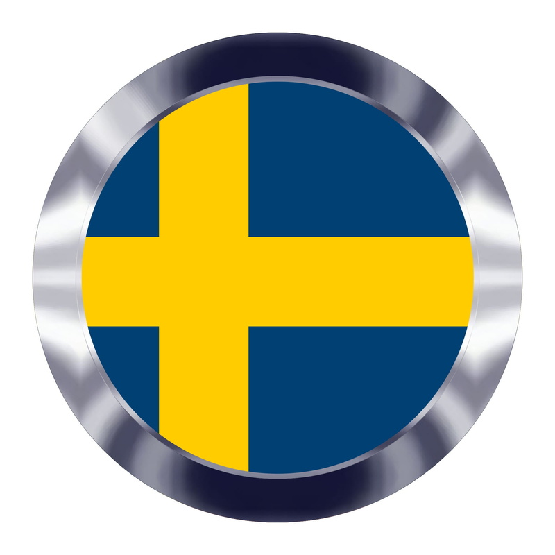wheel, sign, sweden, geometric shape, computer icon, flag, metal, silver colored, swedish, black color, indoors, shape, white background, no people, blue