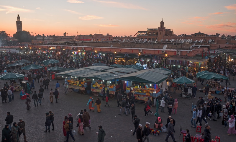 street market, orient, djemaa el fna square, north africa, Oriental, real people, building exterior, muslim, men, near, sunset, leisure activity, nature