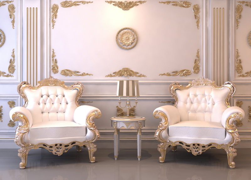 architecture, art and craft, armchair, white color, museum, design, sofa, chair, luxury, decoration, wealth, seat, 2K, ornate, living Room, old-fashioned