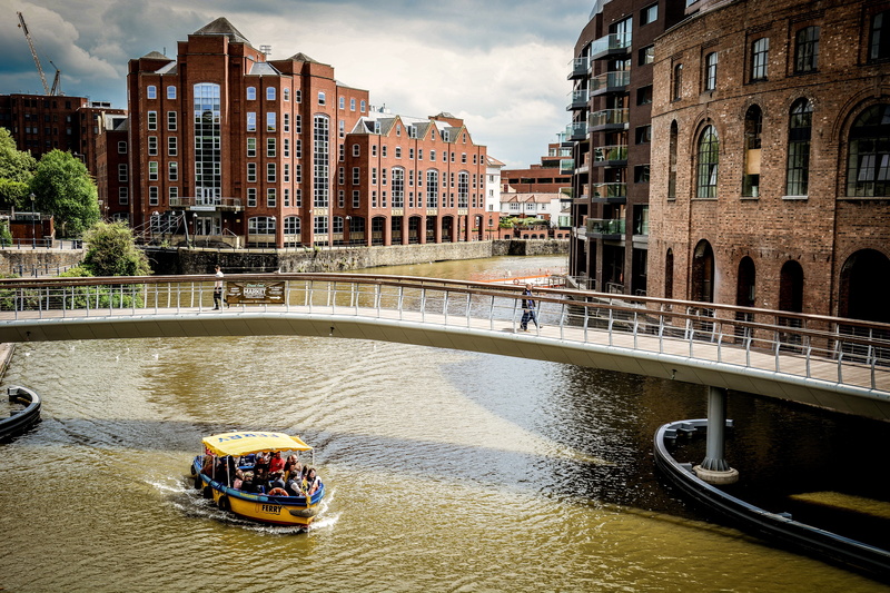 urban, england, canal, day, city Life, water, waterfront, boat, bristol, avon, two, footbridge, blue, bridge - Man Made Structure, 5K, outdoors, connection