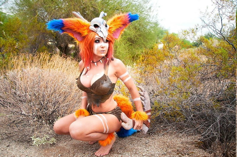 beautiful woman, 720P, women, orange color, Jessica Nigri, plant, League Of Legends, real people, leisure activity, lifestyles, outdoors, one person, field