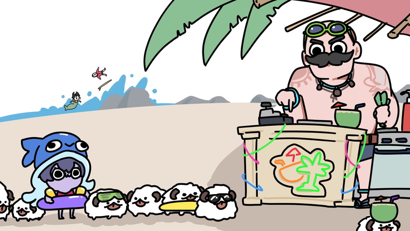 video games girls, Pool Party Lulu, Braum (League of Legends), Riot Games, 2K, video game characters, sonwooang, Jhin (League of Legends), illustration
