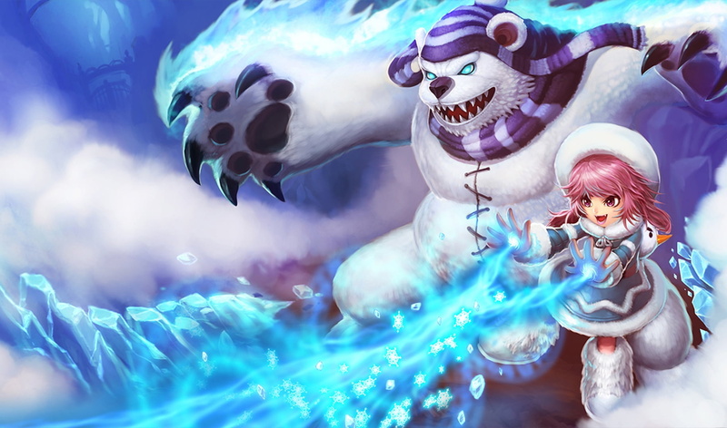 sculpture, game, girl, bear, ice, representation, league of legends, Annie, underwater, human representation, male likeness, winter, marine, no people