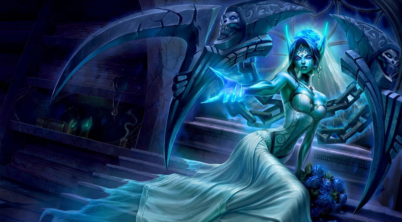 character, nature, female likeness, outdoors, fantasy art, night, built structure, Morgana (League of Legends), representation, craft, sculpture, architecture