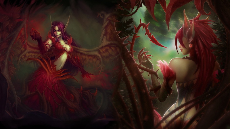 1080P, close-up, human representation, religion, one person, Morgana (League Of Legends), angel, nature, belief, leaf, plant, representation, plant part