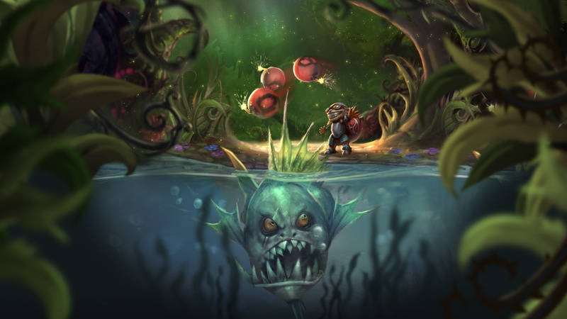 split view, fish, video games, Ziggs, 1080P, water, League of Legends