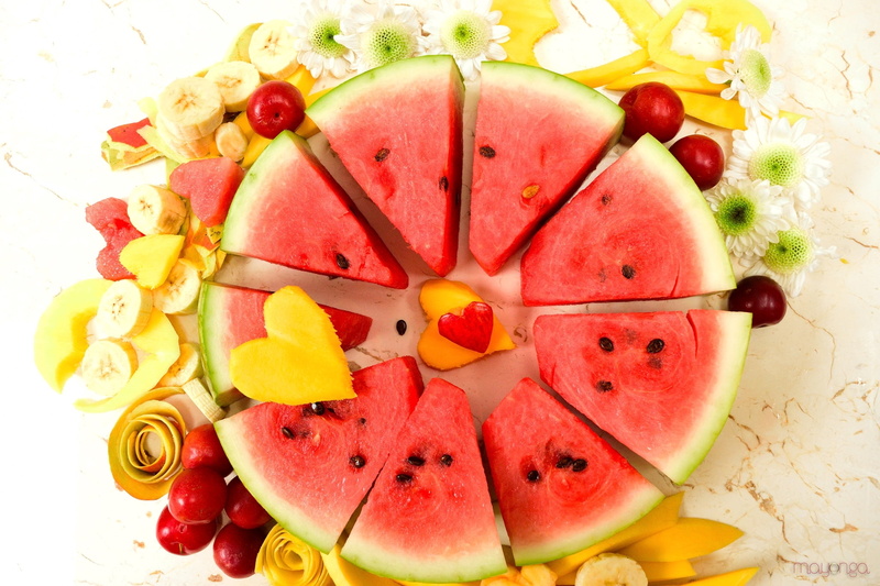 freshness, sweet food, floral pattern, colorful, plate, indoors, choice, high angle view, food, no people, 1080P, healthy eating, slice, wellbeing, table