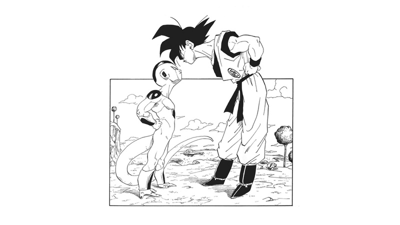 Frieza, manga, Son Goku, 1080P, simple background, Dragon Ball, Dragon Ball Z