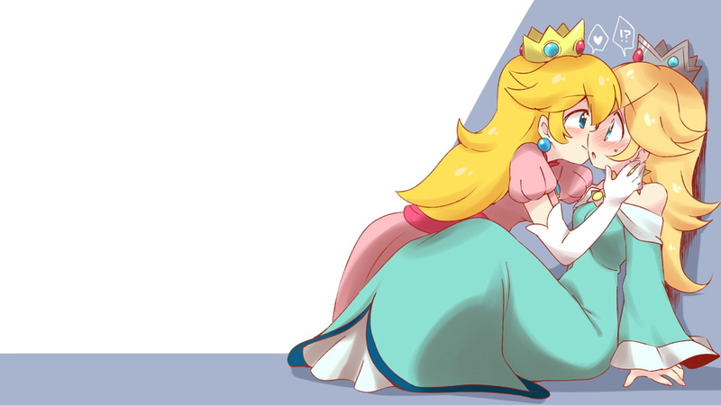1080P, princess peach peach princess rosalina rosalina kissing yuri