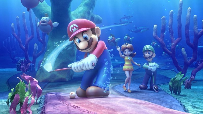 group of animals, swimming, undersea, tank, Princesse Daisy, sea, animal wildlife, real people, nature, aquarium, animals in the wild, marine, Mario Golf: World Tour