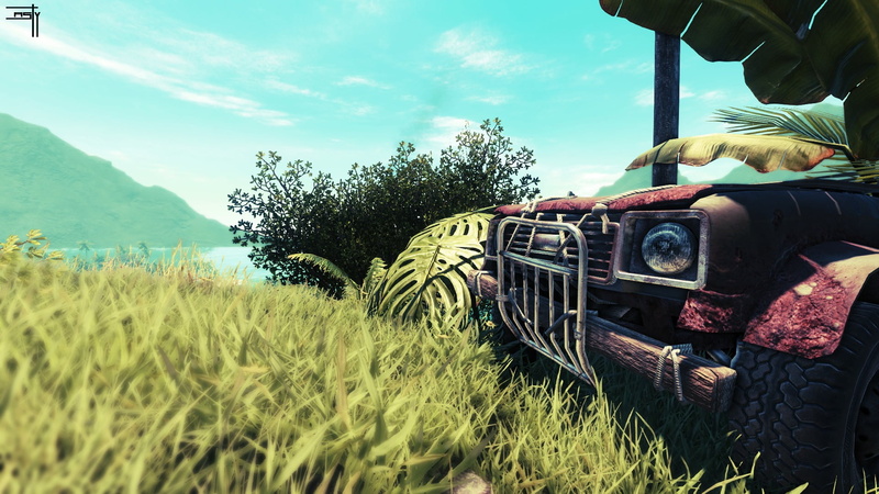 public transportation, green color, transportation, sky, no people, cloud - sky, Far Cry, nature, Far Cry 3, growth, motor vehicle, non-urban scene, tree