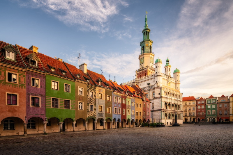 Old Market Square, town hall, Poland, colorful, home, 1080P, area, Poznan, building