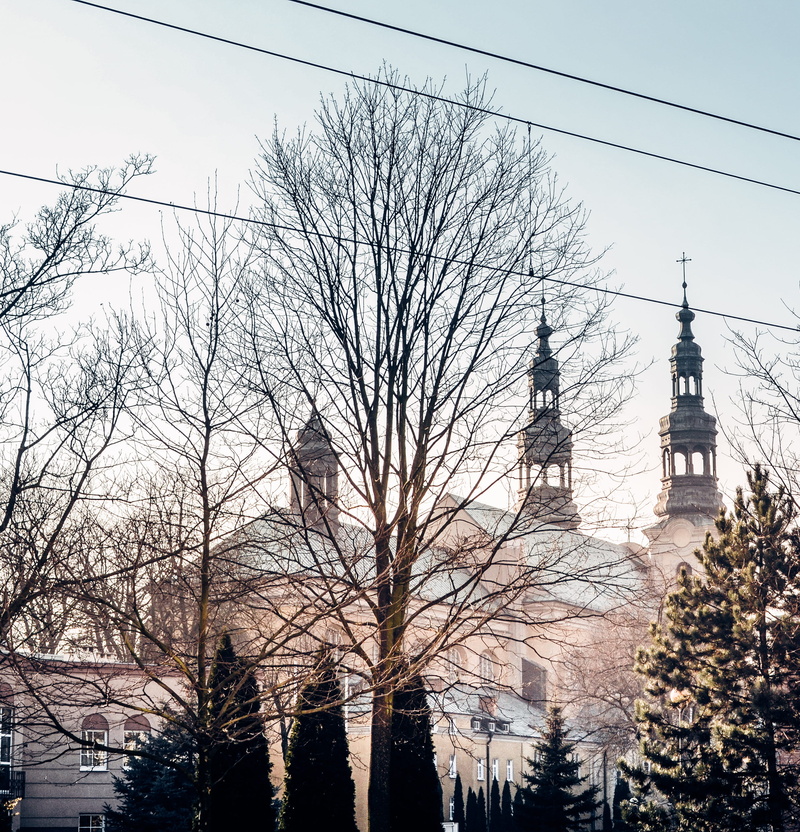 photo, wall, 2K, architecture, spire, day, poznan, tower, white, no people, sun, trees, power line, sunshine, building exterior, sky, electricity, outdoors