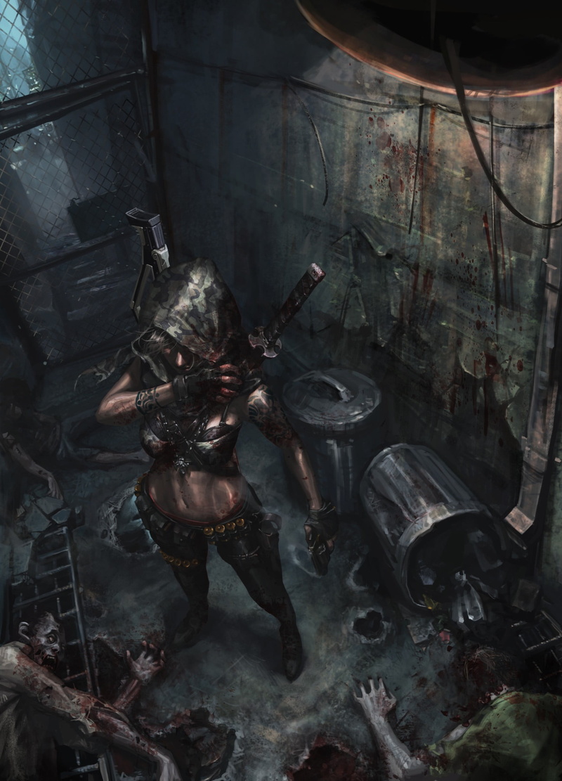 built structure, messy, dirt, sword, fantasy art, destruction, no people, decline, metal, 1080P, day, abandoned, architecture, obsolete, indoors, girls with guns