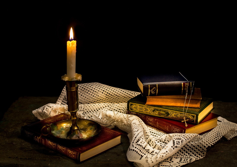 antique, books, christianity, cultures, night, religion, publication, celebration, bible, burning, fire - natural phenomenon, cross, candlestick Holder
