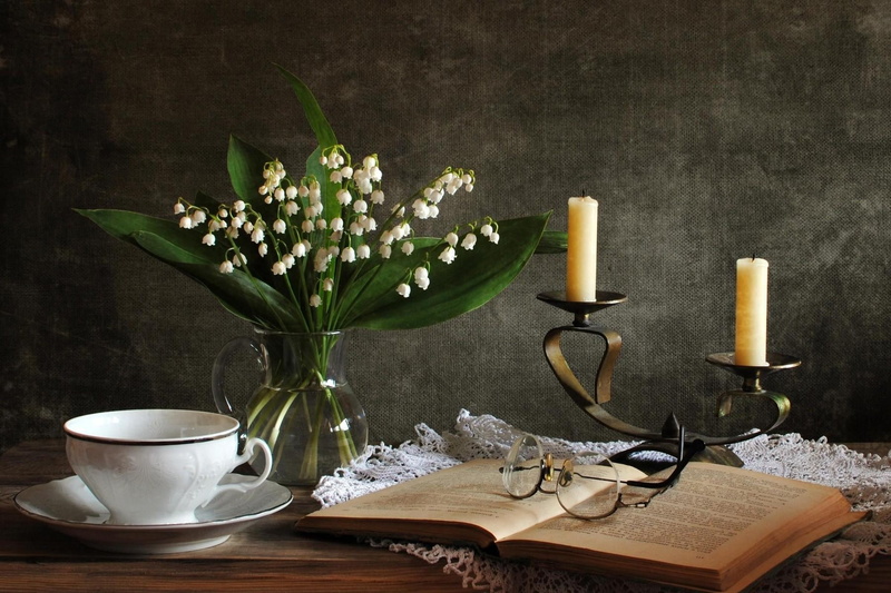 two, white, candlestick Holder, candle, backgrounds, indoors, mug, christmas, black, crockery, pen, lilies of the valley, nature, household equipment, tea pair
