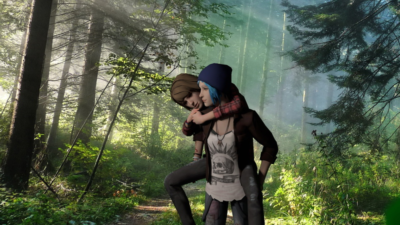 plant, outdoors, adult, standing, lifestyles, bonding, Chloe Price, real people, positive emotion, forest, togetherness, Max Caulfield, young men, two people