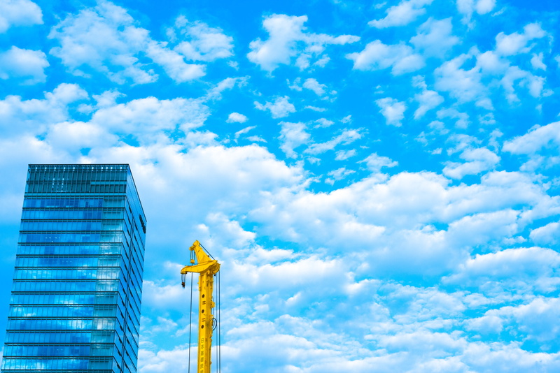 industry, office building exterior, japan, daytime, tokyo, taito, right, blue, left, skyscraper, construction industry, simple, protection, nature, cloud - sky