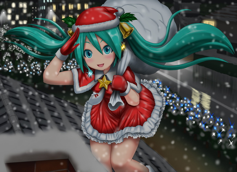 night, creativity, close-up, indoors, Hatsune Miku, gloves, city, long hair, decoration, clothing, representation, holiday, building, Vocaloid, human representation