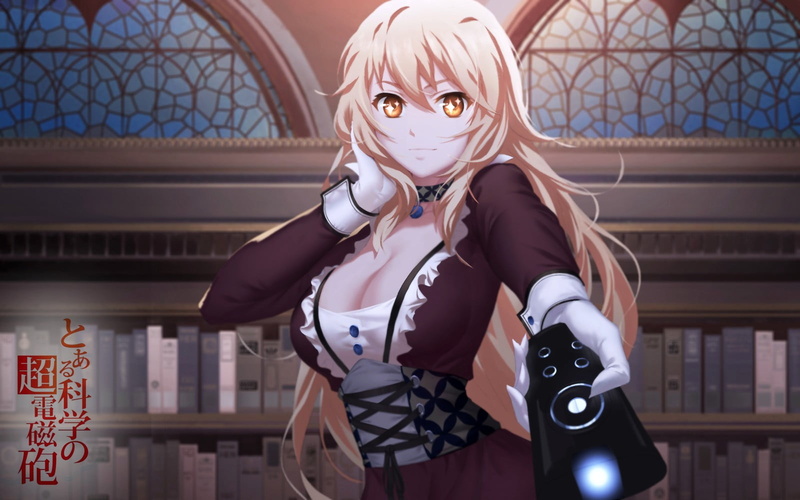 mask, Shokuhou Misaki, front view, anime, indoors, anime girls, real people, built structure, clothing, human representation, blonde, mask - disguise